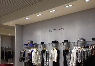 Освещение магазина одежды итальянского бренда ETRO
