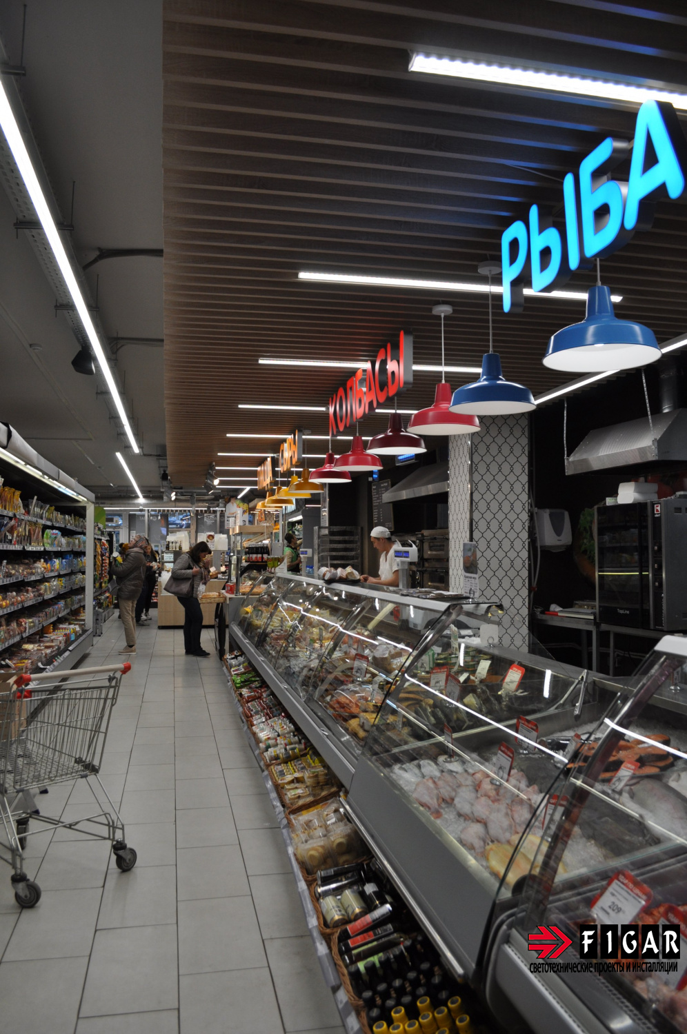 Освещение в супермаркете "EUROSPAR" Каховка